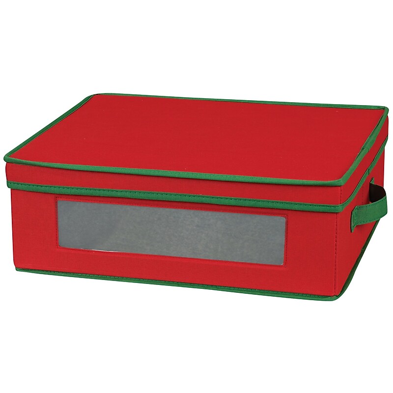 Household Essentials Holiday China Cup Chest, Red/Green (538RED) image 1