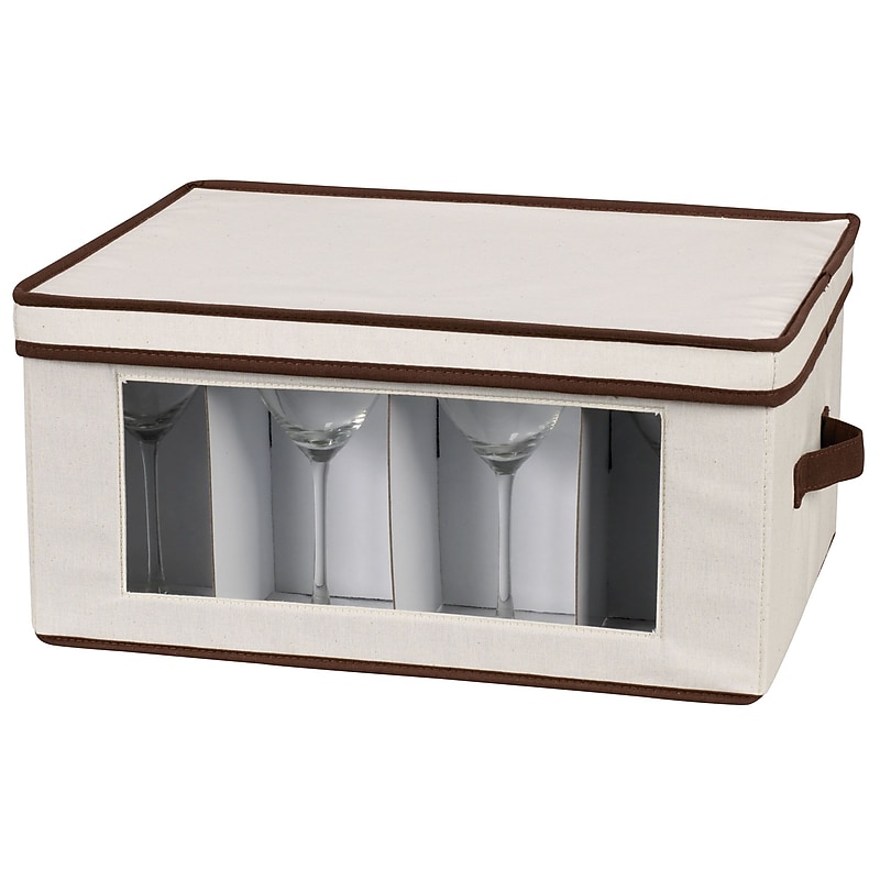 Household Essentials Stemware Goblet Storage Chest, Natural (540) image 1