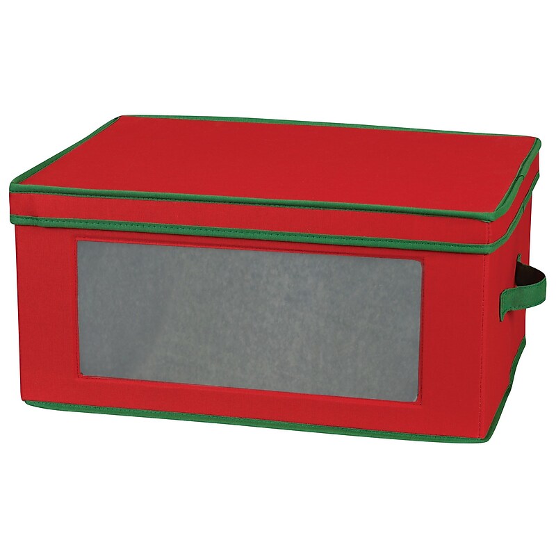 Household Essentials Holiday Stemware Goblet Chest, Red/Green (540RED) image 1