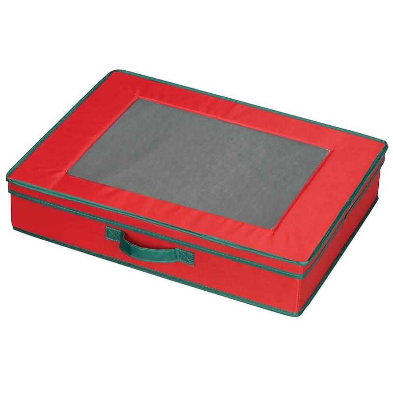Household Essentials Holiday China Table Top Chest, Red/Green (545RED) image 1