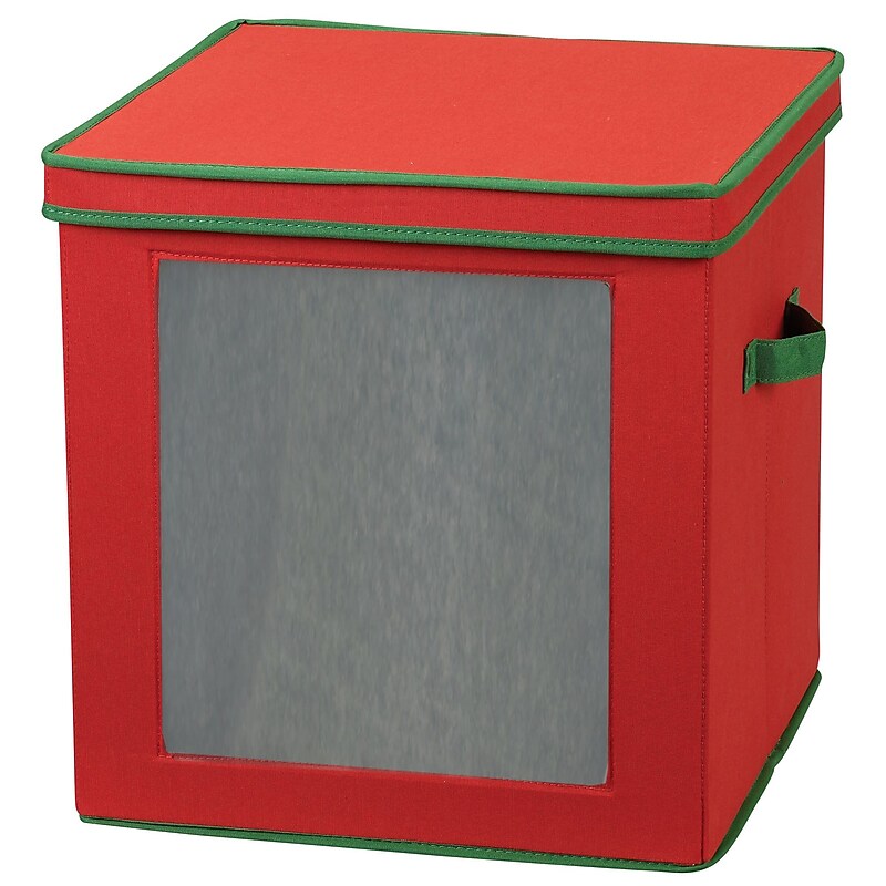 Household Essentials 27-Piece Ornament Storage Box, Red (552RED) image 1