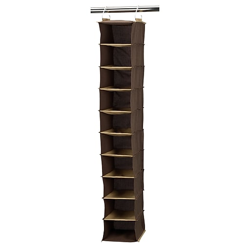 Household Essentials 66032 Hanging Shoe Storage Organizer for Closets with 10 Pocket, Coffee Linen, Brown