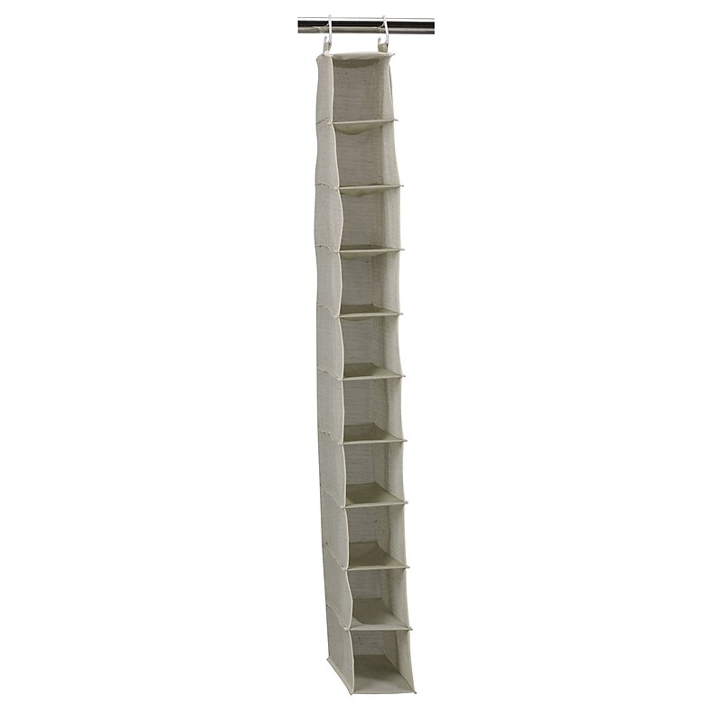 Household Essentials Hanging Shoe Organizer With 10 Pockets, Tea and Fog (68022PP) image 1