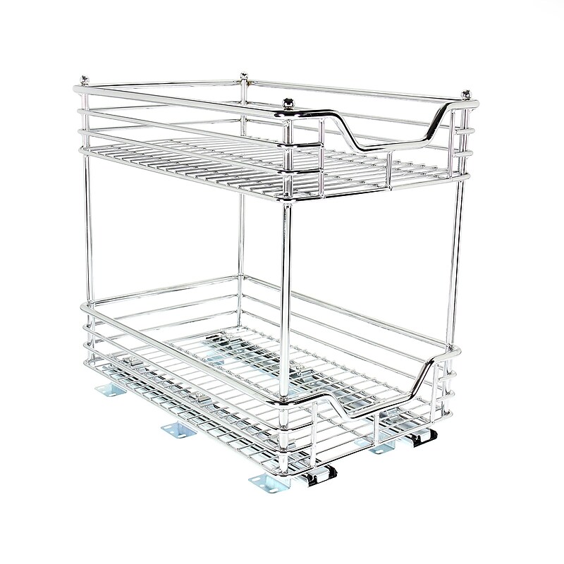 Household Essentials Glidez Chrome Two-Tier Under Cabinet Sliding Organizer, 11-1/2", Chrome (C21217-1) image 1