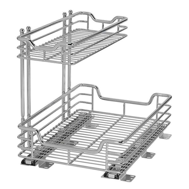 Household Essentials Glidez 12" Two-Tier Sliding Under Sink Organizer, Chrome image 1