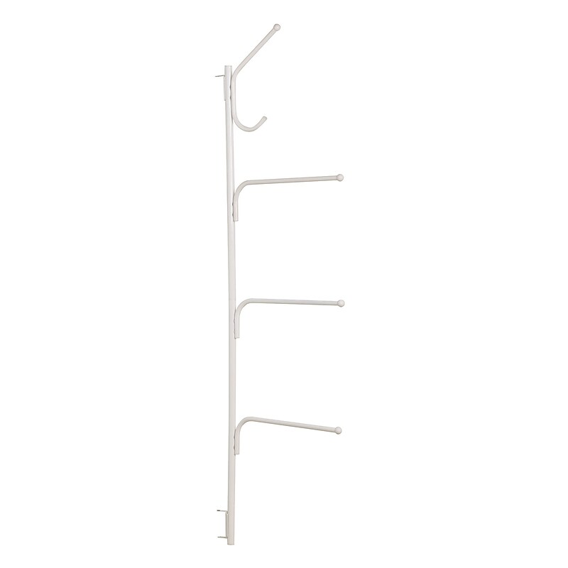Household Essentials Hinge-It Clutterbuster Valet Hanger and Towel Bar, White (H12101) image 1