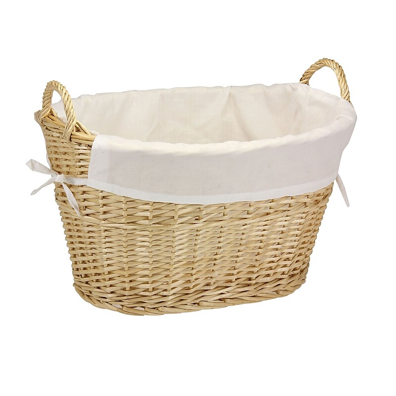 Household Essentials Willow Laundry Basket With Cotton Liner, Natural (ML-5569) image 1