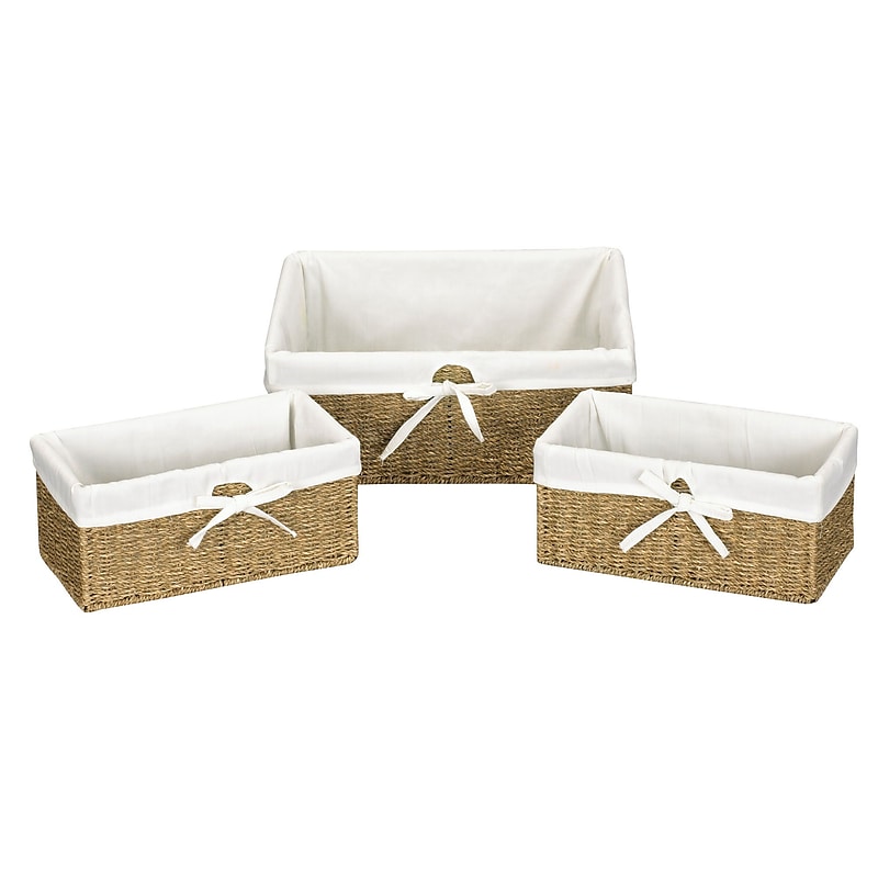 Household Essentials Woven Seagrass Storage Utility Baskets, Natural, 3/Set (ML-5611) image 1