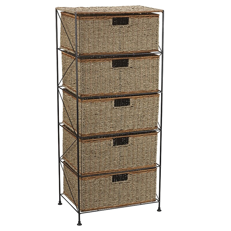 Household Essentials 5-Drawer Storage, Fabric, Black (ML-5755) image 1