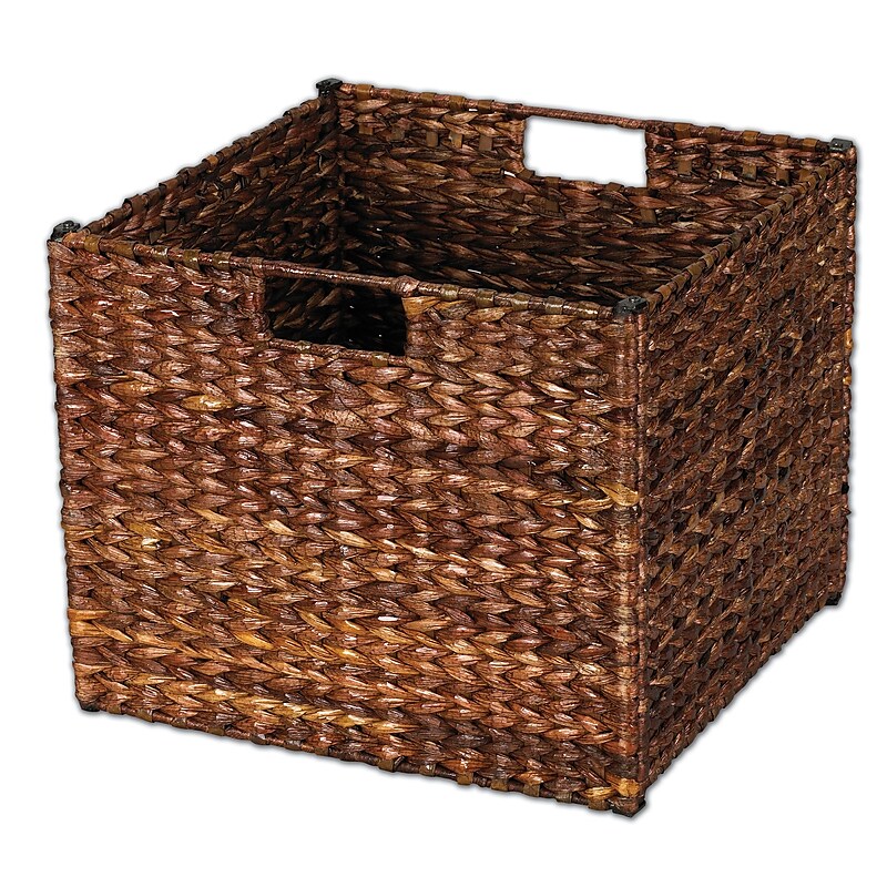 Household Essentials Banana Leaf Square Laundry Storage Bin, Dark Brown (ML-6966B) image 1