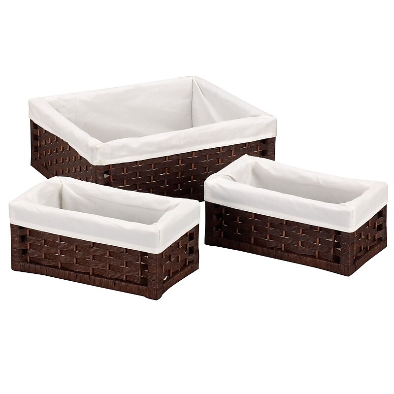 Household Essentials Paper Rope Utility Basket, Dark Brown, 3/Set (ML-7021) image 1