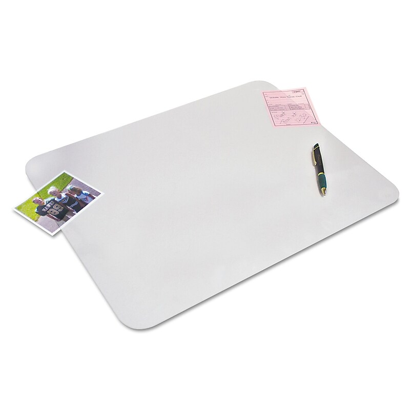 Artistic Krystal View Microban Vinyl Desk Pad, 12" x 17", Frosted White (60740MS) image 1