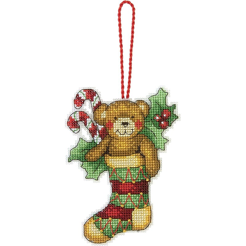 Susan Winget Bear Ornament Counted Cross Stitch Kit, 3-1/4"X4-1/2" 14 Count Plastic Canvas image 1