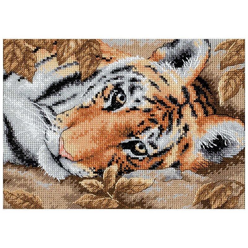 Gold Collection Petite Beguiling Tiger Counted Cross Stitch Kit, 7"X5" 18 Count image 1
