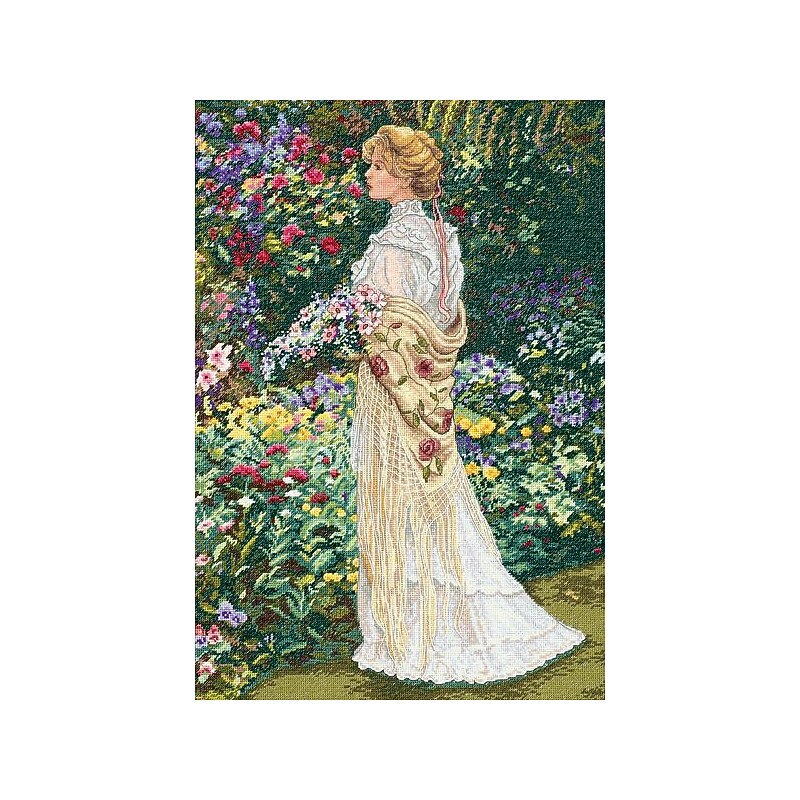 Gold Collection In Her Garden Counted Cross Stitch Kit, 11"X16" 18 Count image 1