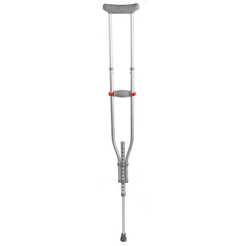 Medline Quick-Fit Aluminum Crutches with Red Dot Hand Grip, 4'7"-6'7", 2/Case (MDS80540) image 1