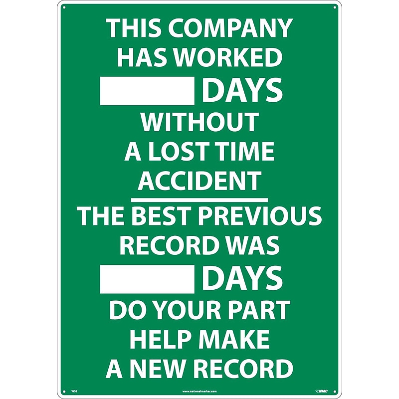 This Company Has Worked ..Days. . ., 28X20, .040 Alum, Information Sign image 1