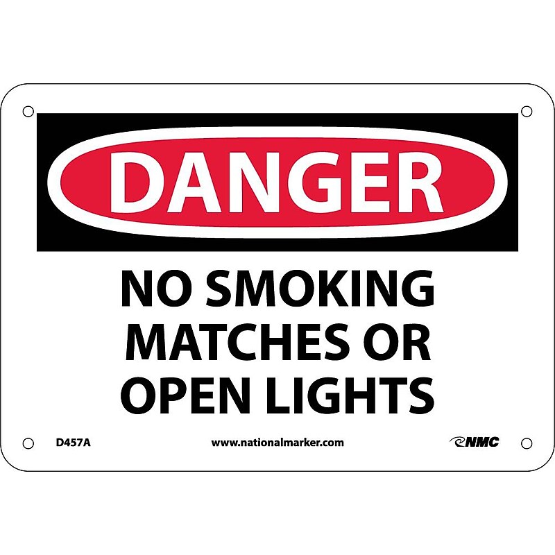 Danger Signs; No Smoking Matches Or Open Lights, 7X10, .040 Aluminum image 1