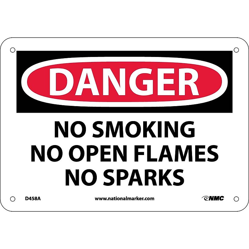 No Smoking No Open Flames No Sparks, 7X10, .040 Aluminum, Danger Sign image 1