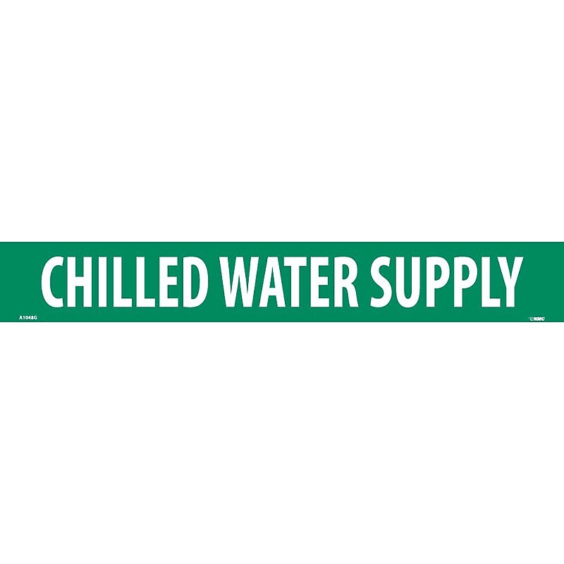 NMC Pressure Sensitive Pipe Marker, Chilled Water Supply, 14