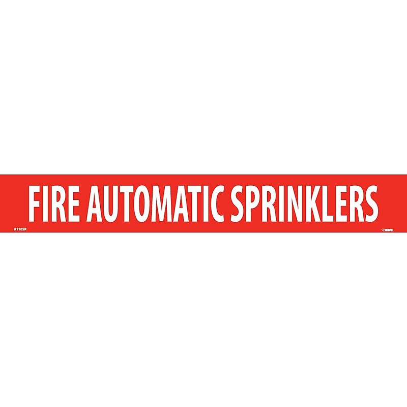 Pipemarker; Adhesive Vinyl, Fire Automatic Sprinklers, 2X14  1 1/4" Cap Height image 1