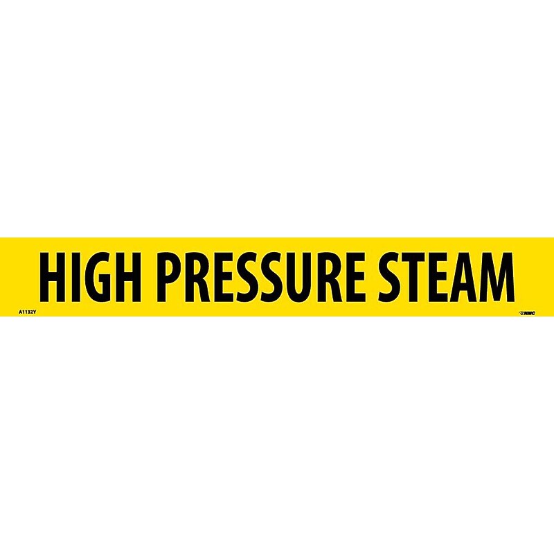 NMC Pressure Sensitive Pipe Marker, High Pressure Steam, 14