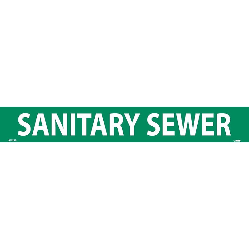 Pipemarker; Adhesive Vinyl, Sanitary Sewer, 2X14  1 1/4" Cap Height image 1
