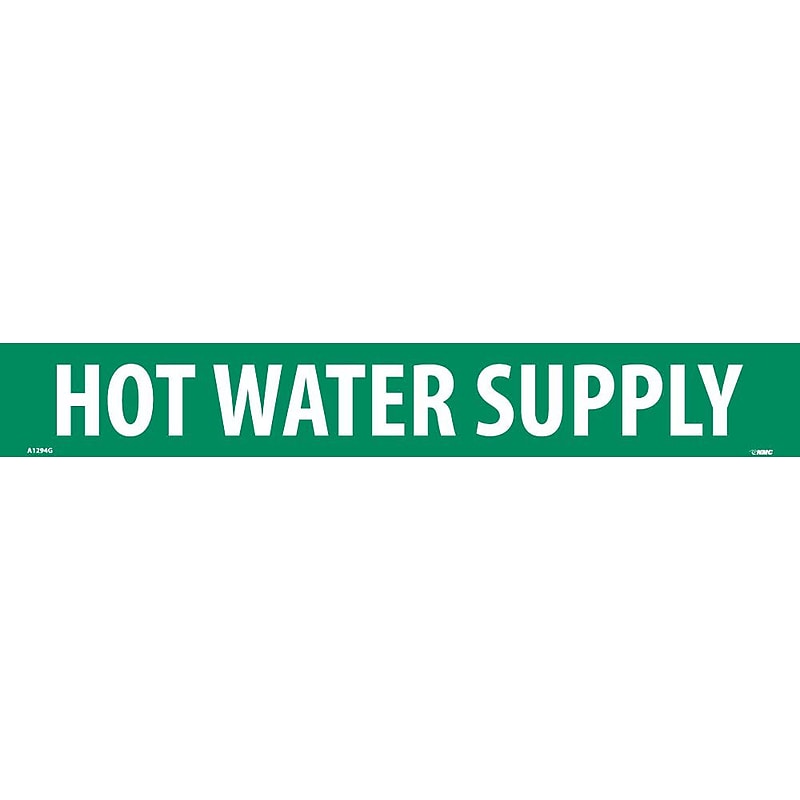 Pipemarker; Hot Water Supply, 2X14, 1 1/4 Letter,  Adhesive Vinyl image 1