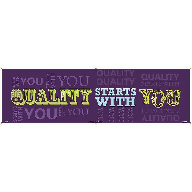 Safety Banners; Quality Starts With You, 3Ft X 10Ft image 1