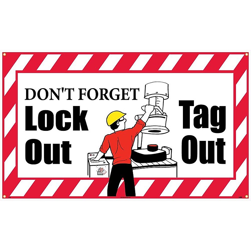 Safety Banners; Don'T Forget Lock Out Tag Out, 3Ft X 5Ft image 1