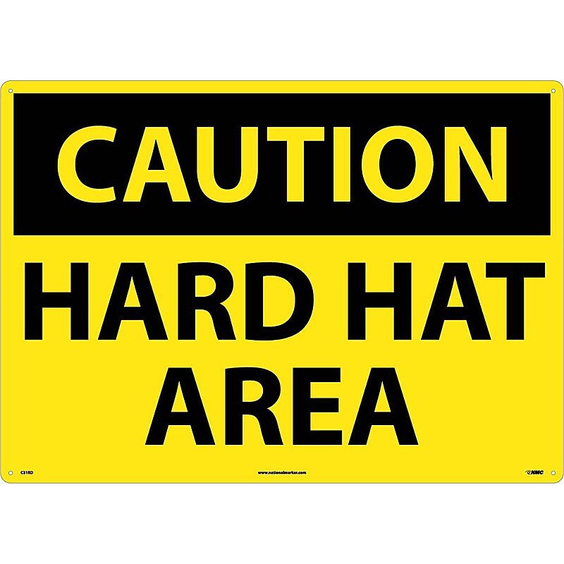 Caution Signs; Hard Hat Area, 20X28, Rigid Plastic image 1