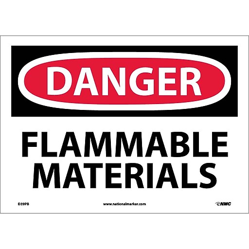 Danger Labels; Flammable Materials, 10X14, Adhesive Vinyl Staples