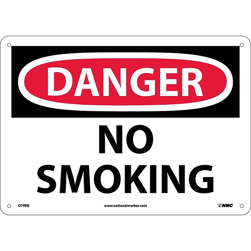 No Smoking, 10X14, Rigid Plastic, Danger Sign image 1