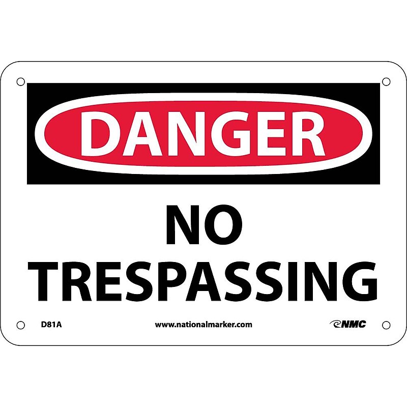No Tresspassing, 7X10, .040 Aluminum, Danger Sign image 1