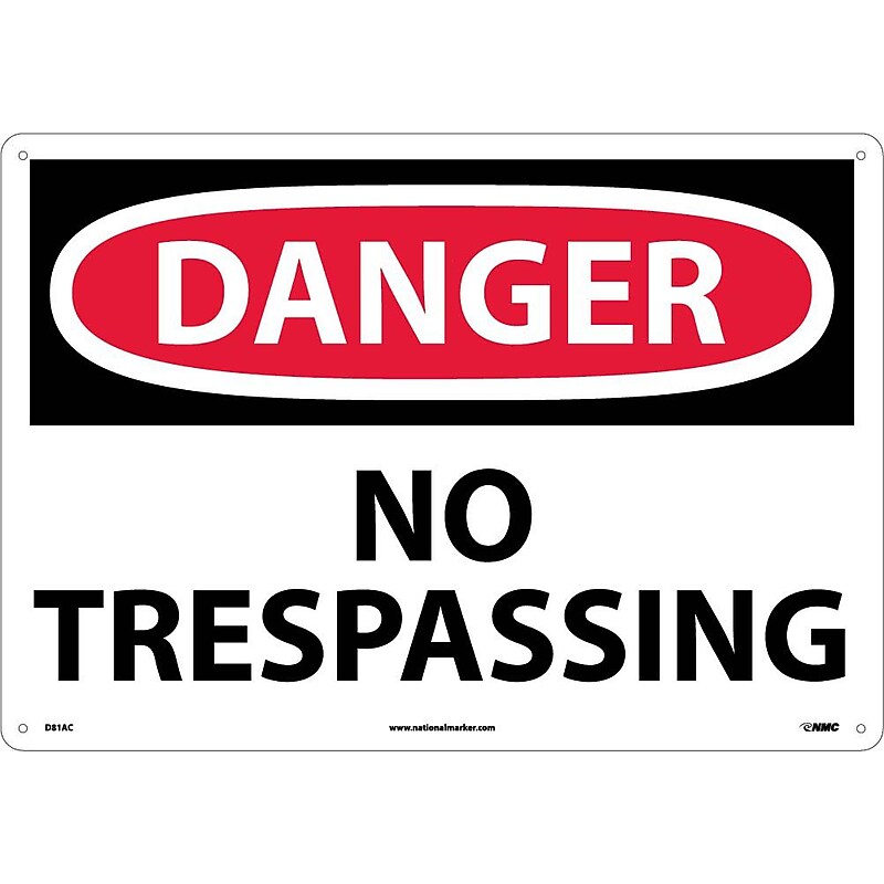No Trespassing, 14X20, .040 Aluminum, Danger Sign image 1