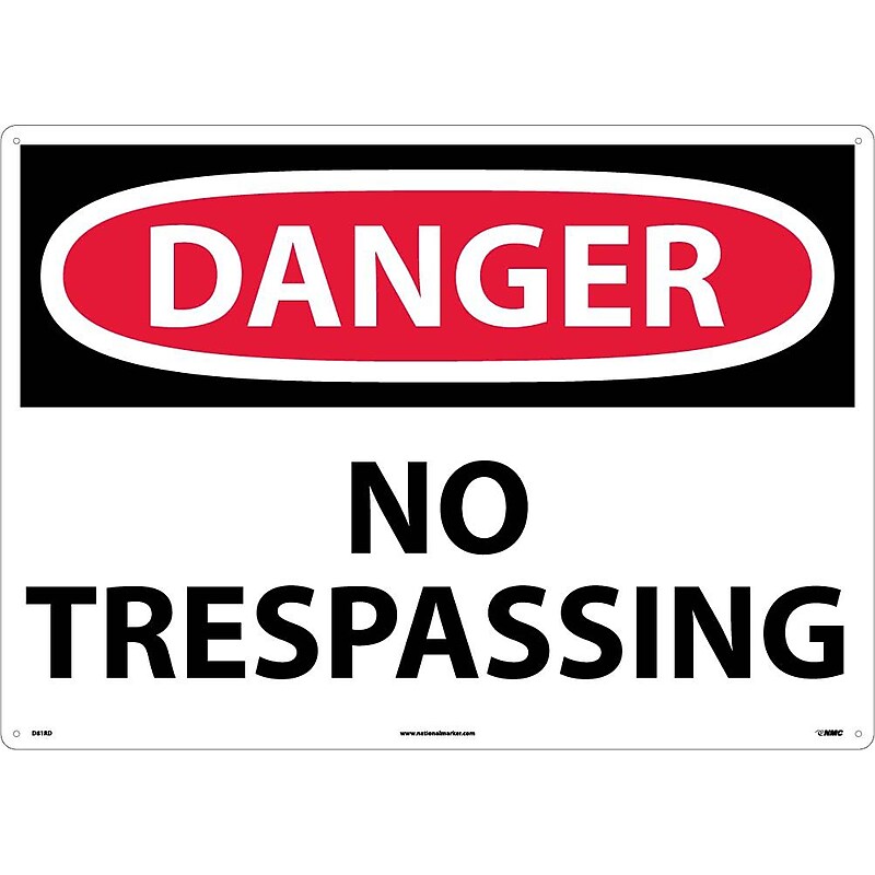 No Trespassing, 20X28, Rigid Plastic, Danger Sign image 1