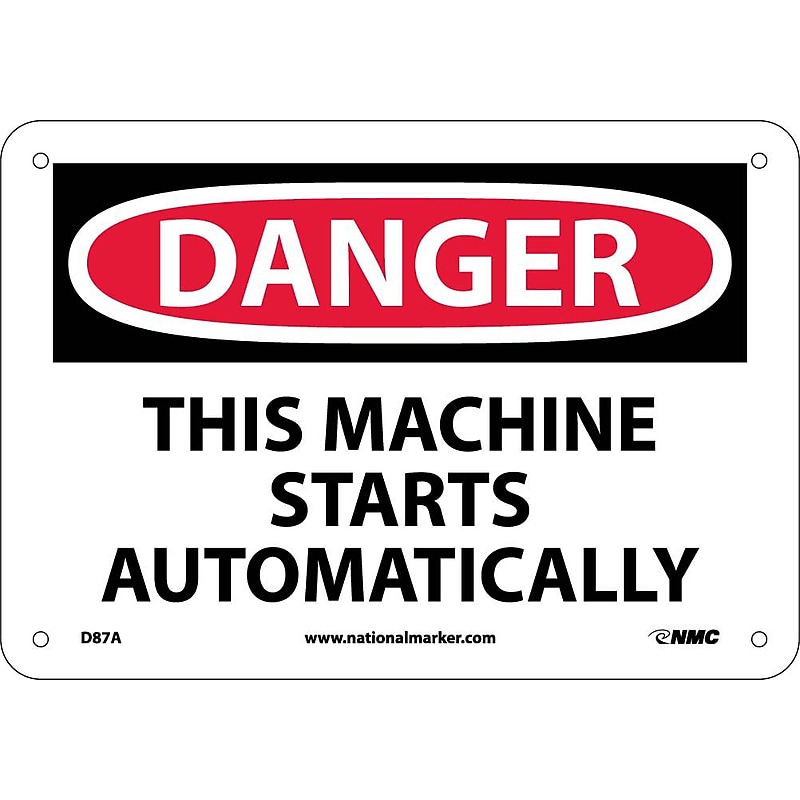 Danger Signs; This Machine Starts Automatically, 7X10, .040 Aluminum image 1