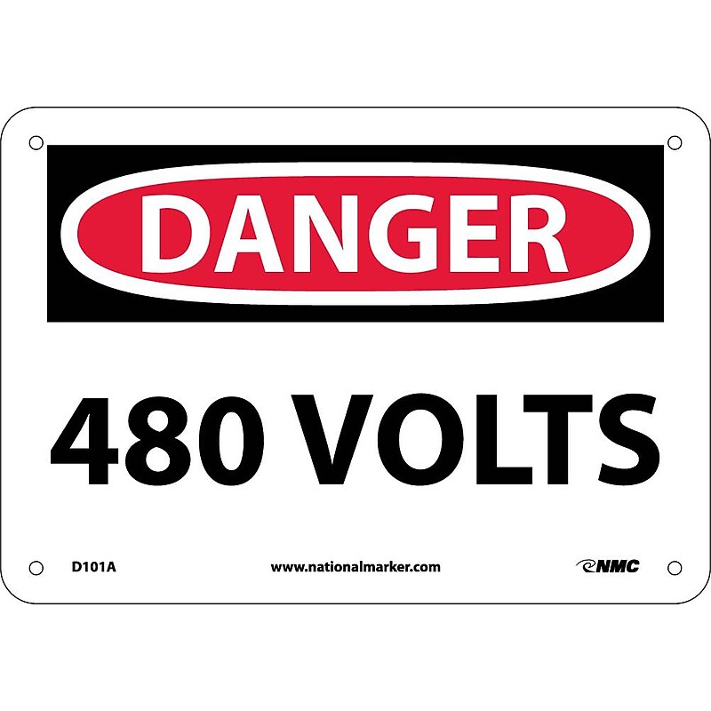 480 Volts, 7X10, .040 Aluminum, Danger Sign image 1