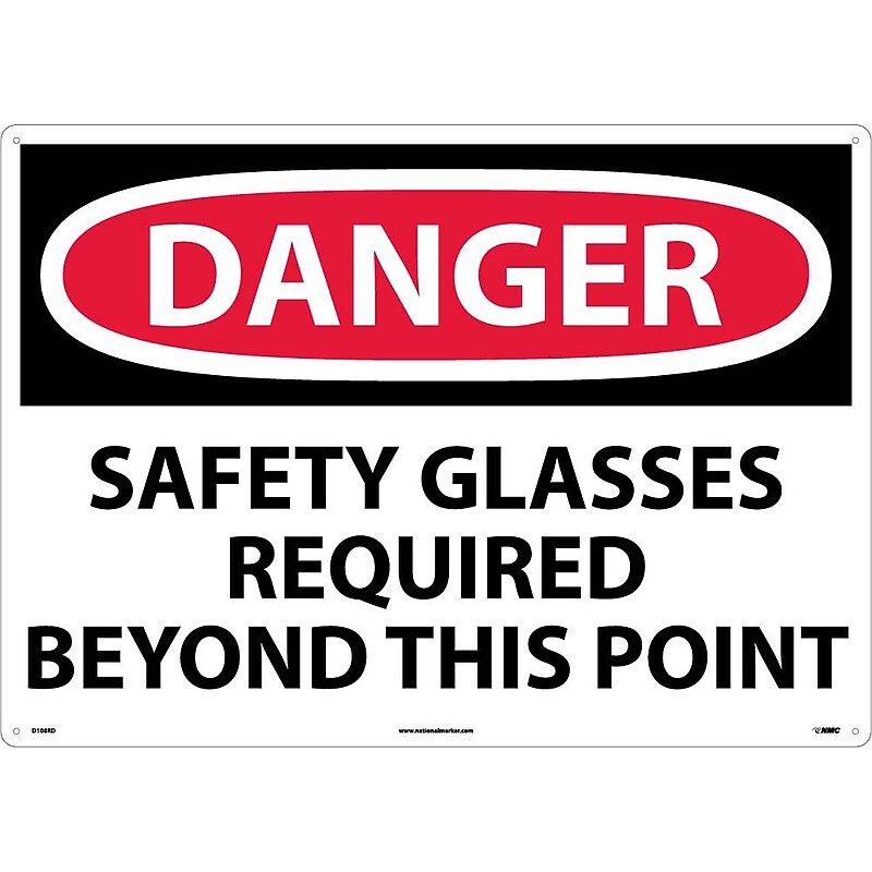 Danger, Safety Glasses Required Beyond This Point, 20X28, Rigid Plastic image 1