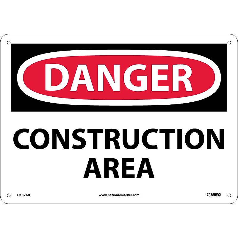 Construction Area, 10X14, .040 Aluminum, Danger Sign image 1