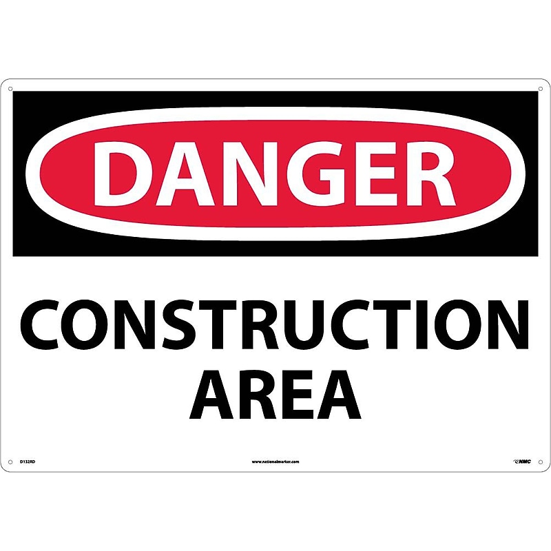 Danger, Construction Area, 20X28, Rigid Plastic image 1