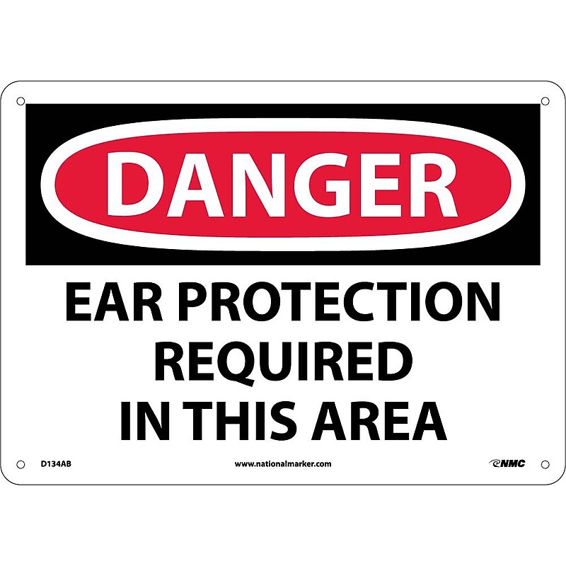 Ear Protection Required In This Area, 10X14, .040 Aluminum, Danger Sign image 1