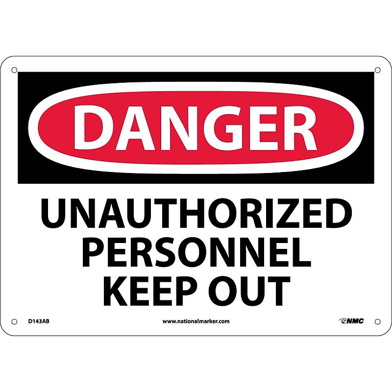 Unauthorized Personnel Keep Out, 10X14, .040 Aluminum, Danger Sign image 1