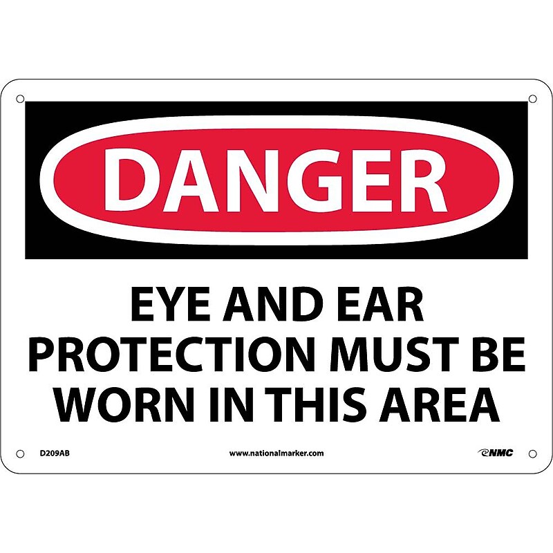 Eye And Ear Protection Must Be Worn In. . ., 10X14, .040 Aluminum, Danger Sign image 1