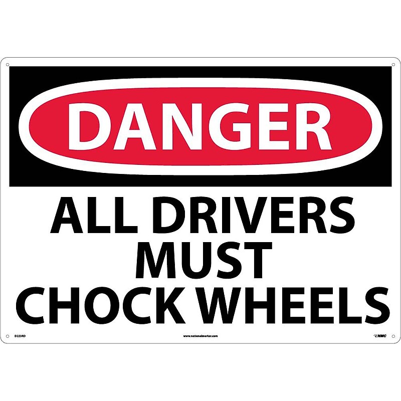 Danger Signs; All Drivers Must Chock Wheels, 20X28, Rigid Plastic image 1