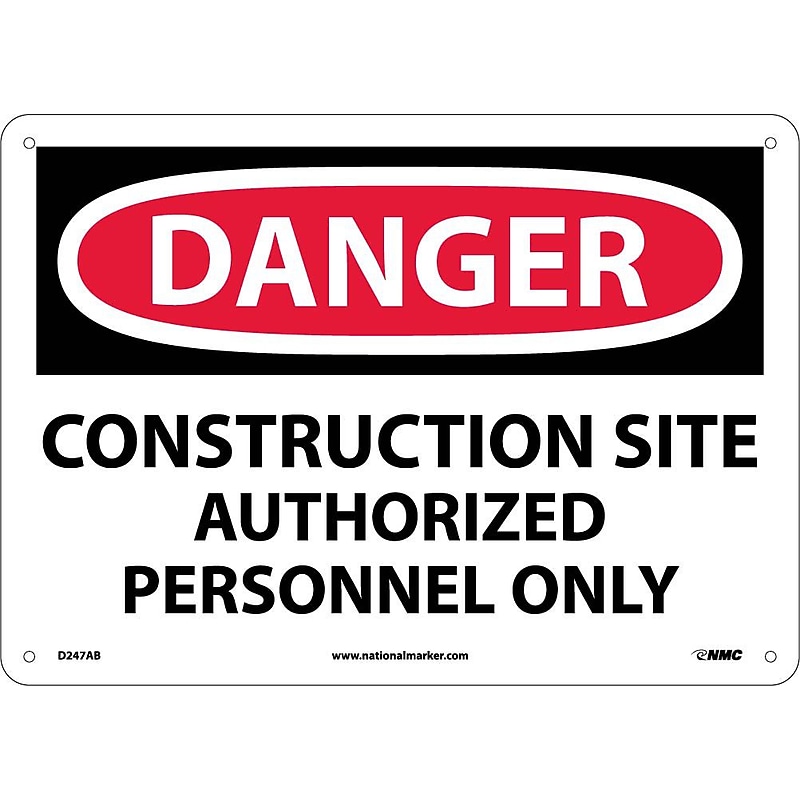 Construction Site Authorized Personnel Only, 10X14, .040 Aluminum, Danger Sign image 1