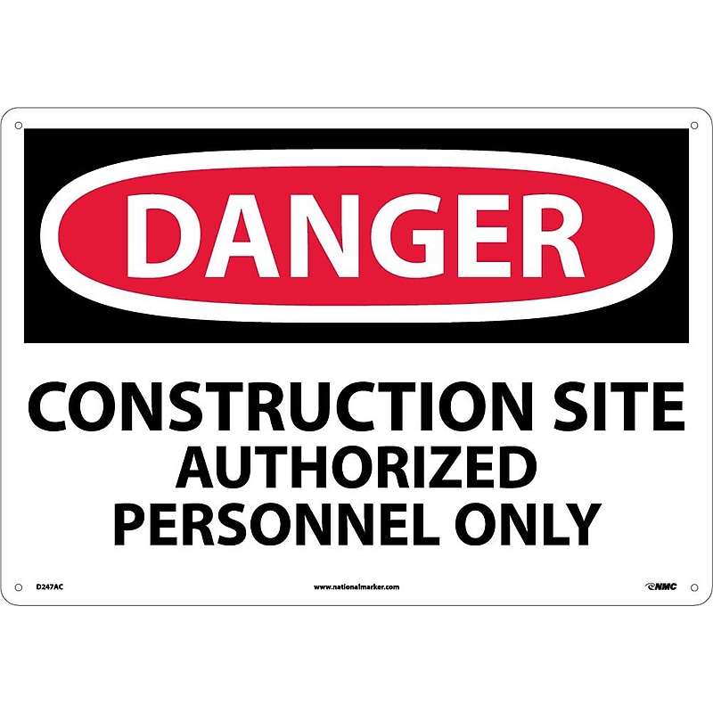 Construction Site Authorized Personnel Only, 14X20, .040 Aluminum, Danger Sign image 1