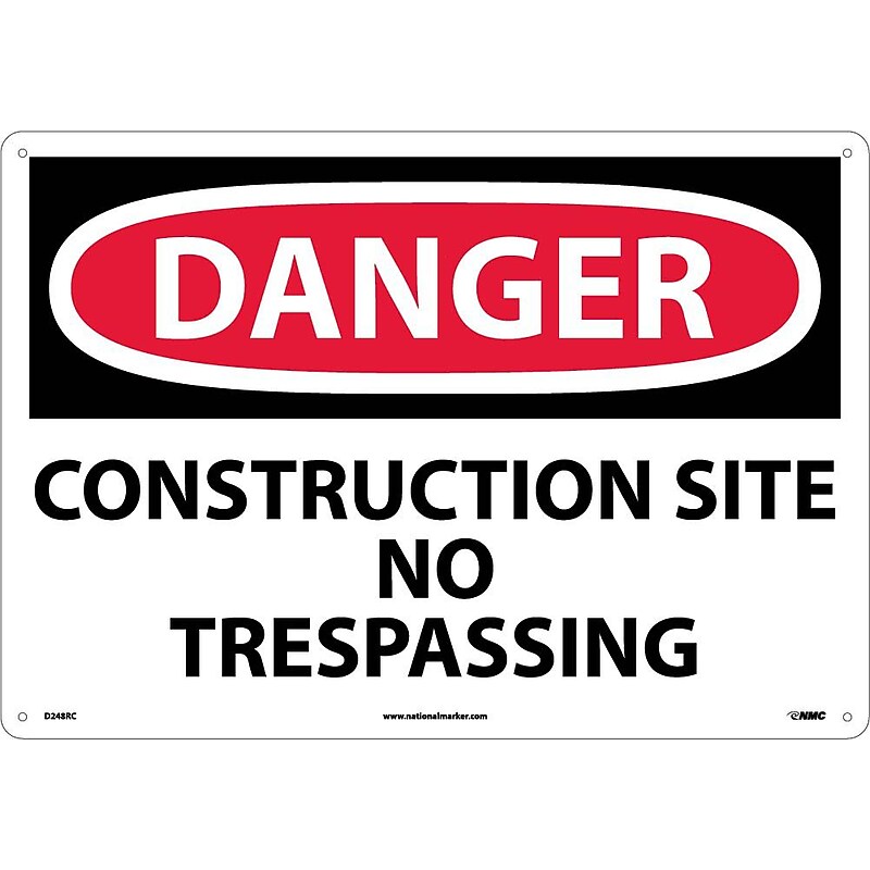 Danger Signs; Construction Site No Trespassing, 14X20, Rigid Plastic image 1