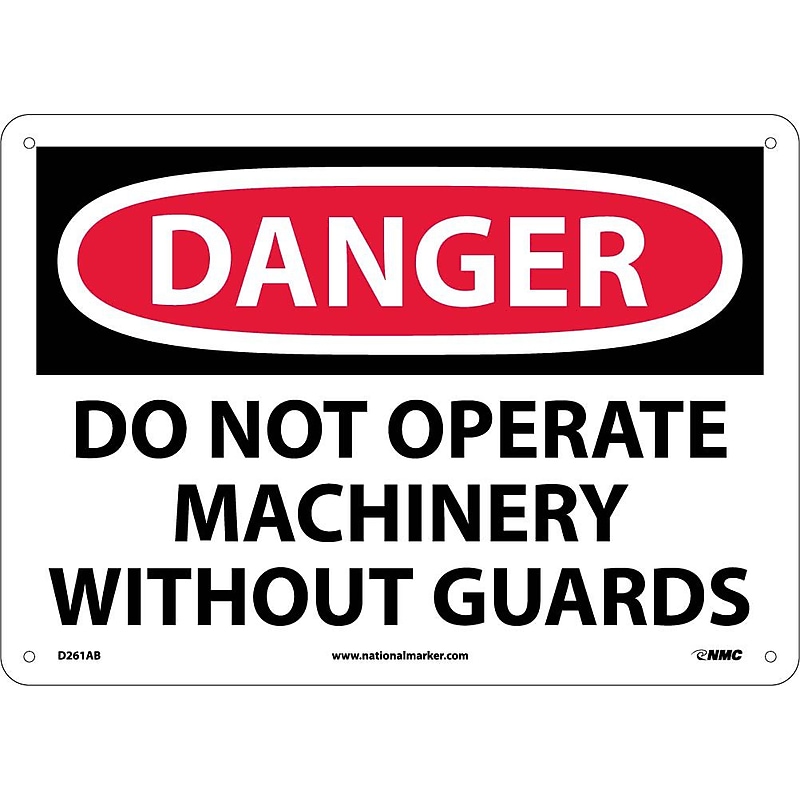 Do Not Operate Machinery Without Guards, 10X14, .040 Aluminum, Danger Sign image 1