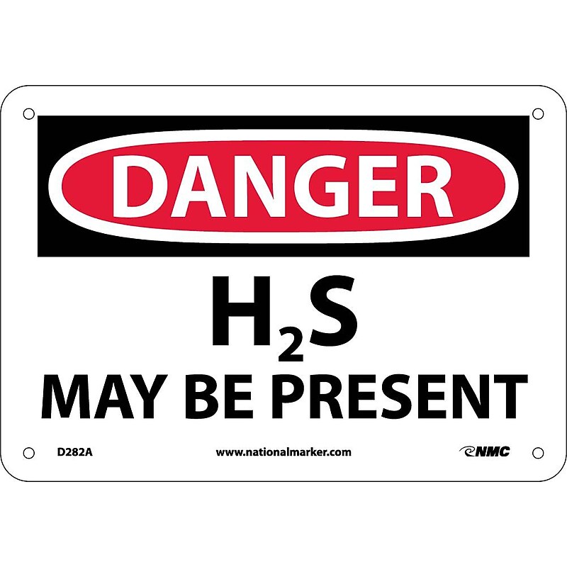 H2S May Be Present, 7X10, .040 Aluminum, Danger Sign image 1